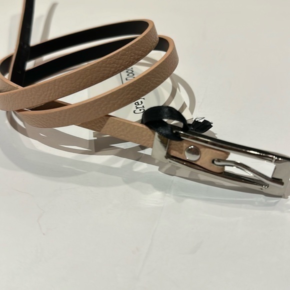 Accessories - Tan/nude ultra skinny 3/8” belt with silver toned buckle 29-33”